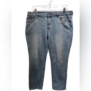 Jennifer Lopez Boyfriend Sz 12 Women's Light Wash Blue Jeans Embellishments